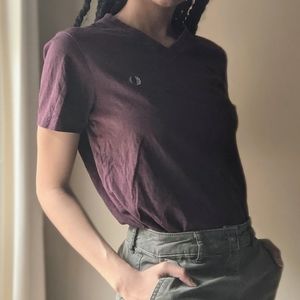 Fred perry burgundy v neck t shirt